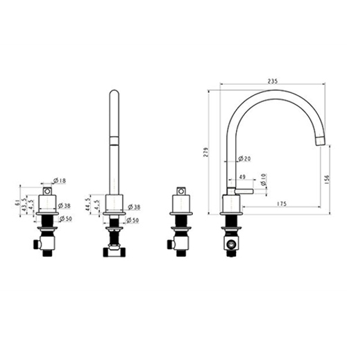 Aero Luxury 3 Hole Kitchen Mixer Tap Lime Kitchen & Bathroom